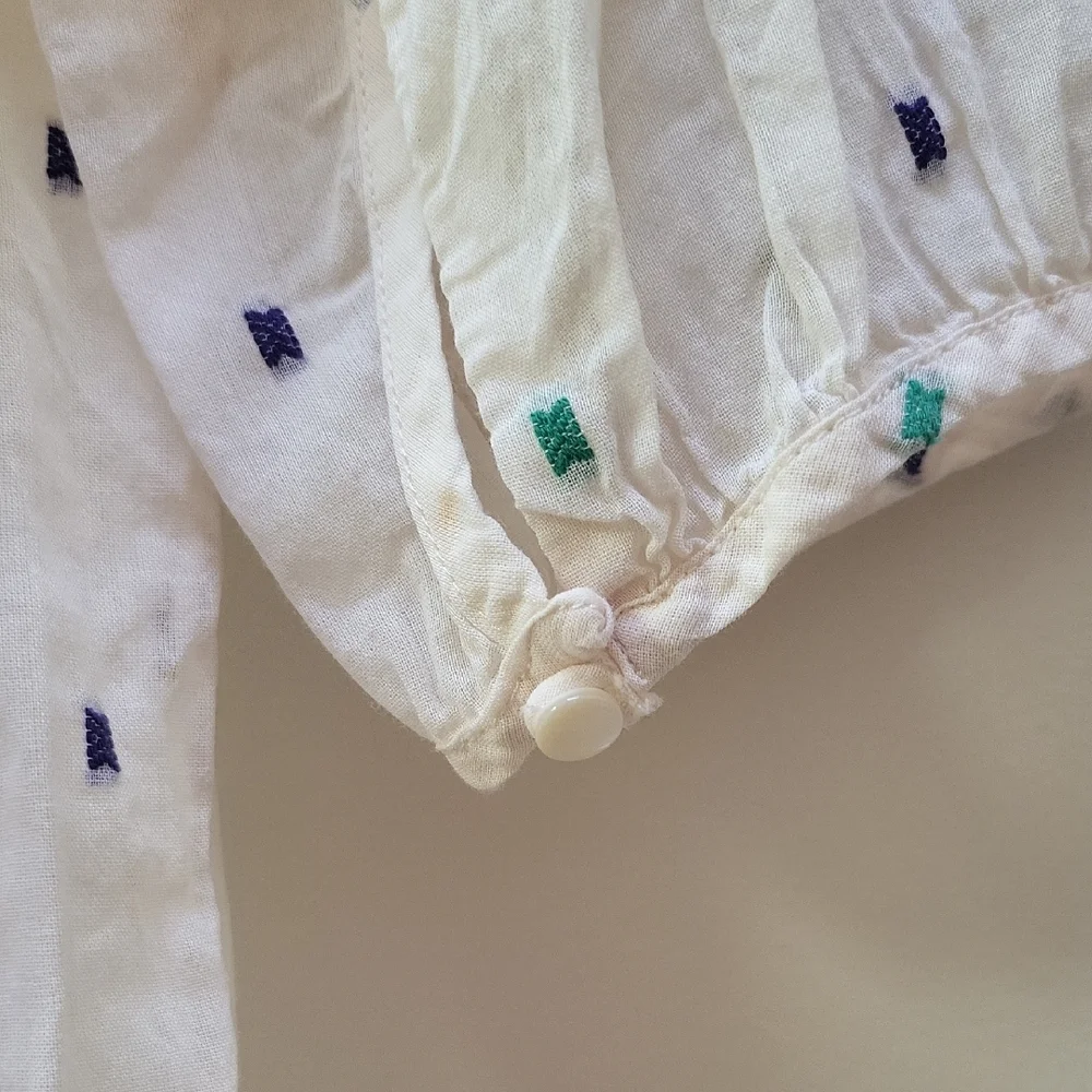 J. Crew Ivory Dot Peasant Top, XS - Picture 4 of 7